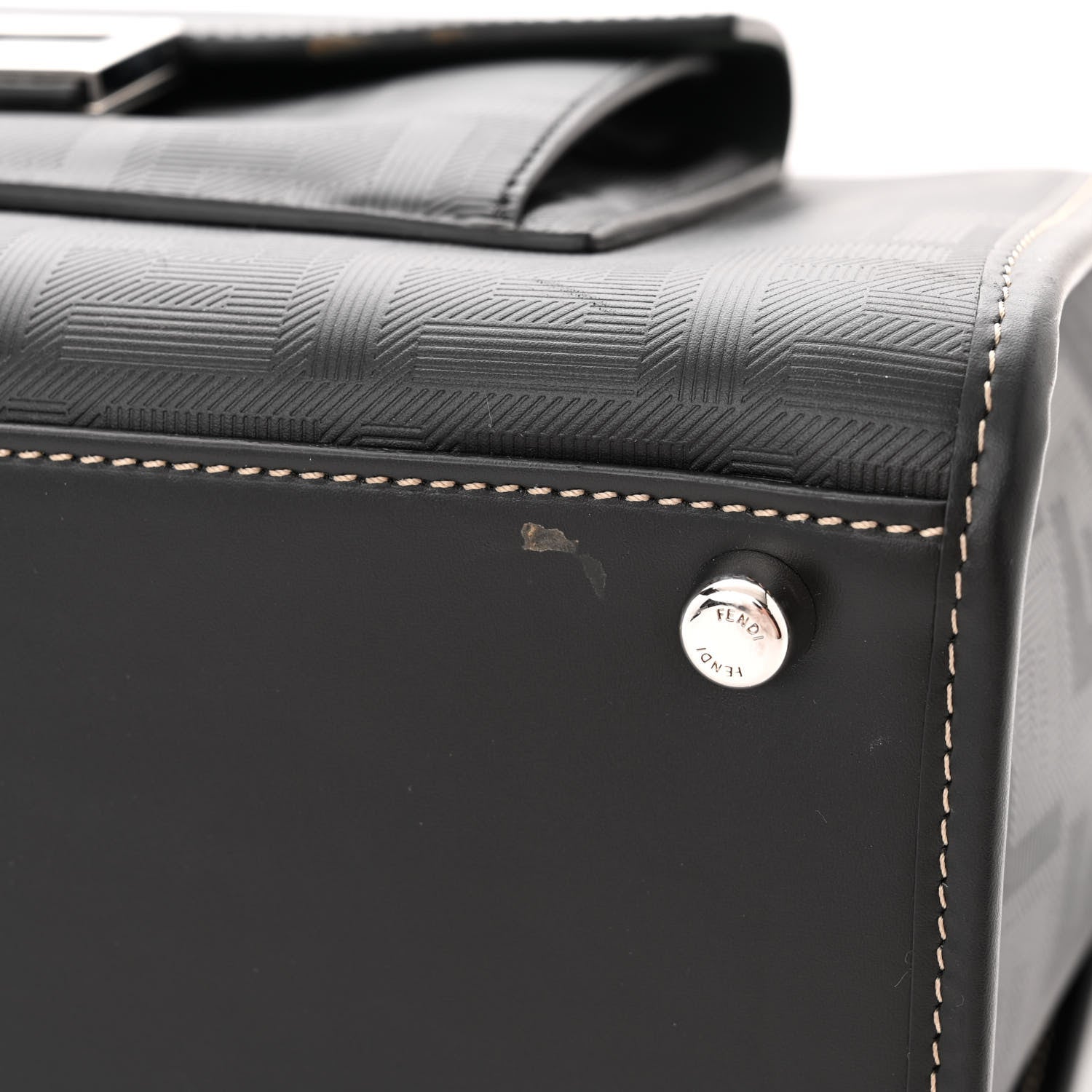 Fendi Vitello King FF Lines Embossed Large Soft Trunk Bag Black 13 of 14