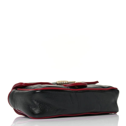 Gucci Vintage Effect Calfskin Matelasse Diagonal Super Mini Torchon GG Marmont Shoulder Bag Black Romantic Cherry 4 of 9