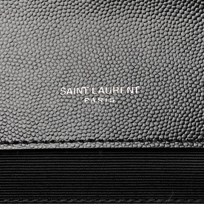 Saint Laurent Grain De Poudre Textured Mixed Matelasse Large Triquilt Monogram Monochrome Satchel Black 6 of 10