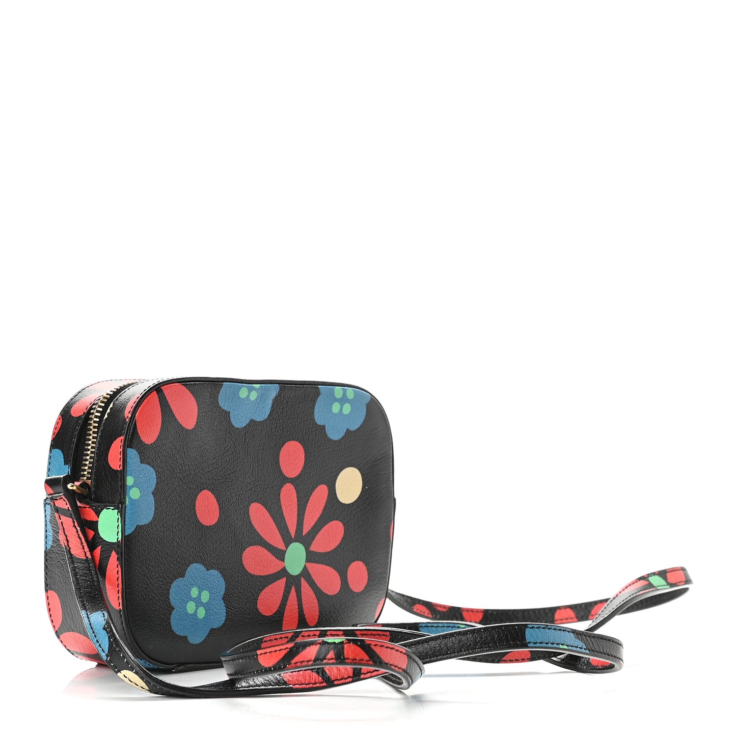 Calfskin Floral Print Small Classic Monogram Camera Bag Black