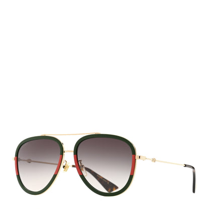 Gucci Web Aviator Sunglasses GG0062S Green Red 1 of 7