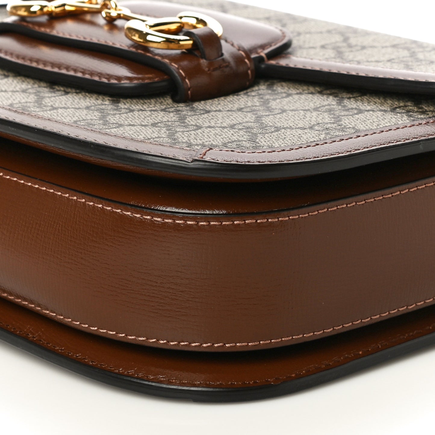 GG Supreme Monogram Horsebit 1955 Shoulder Bag Beige Brown Sugar
