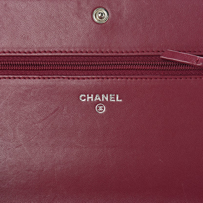 Chanel Calfskin Studded Quilted Boy Wallet On Chain WOC Dark Pink 6 of 22
