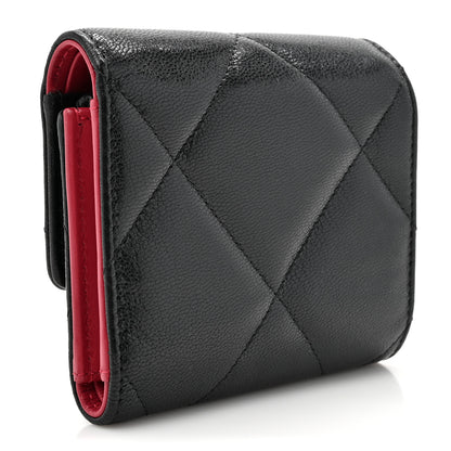 Chanel Goatskin Quilted Chanel 19 Small Flap Wallet Black 3 of 11