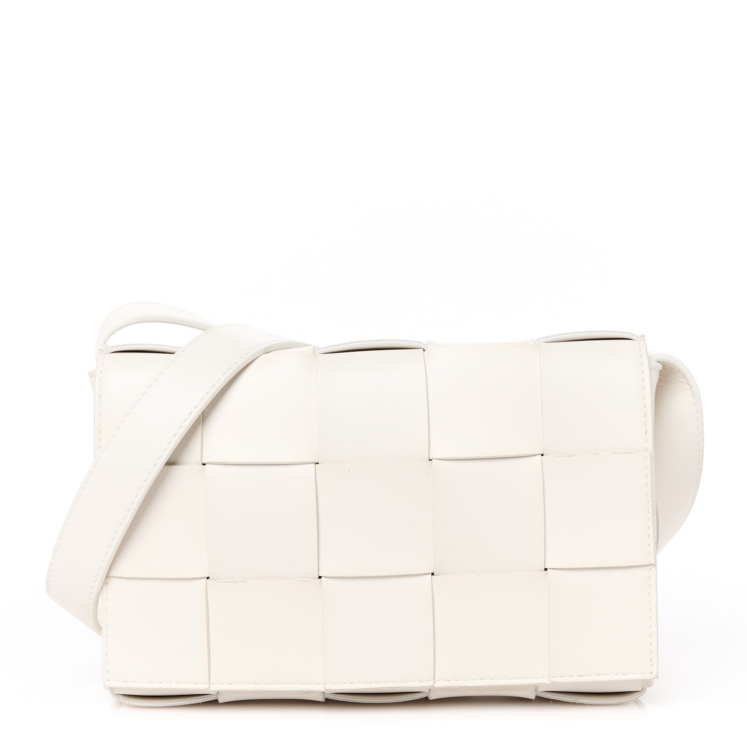 Bottega Veneta Lambskin Maxi Intrecciato Cassette Crossbody Bag White 1 of 12