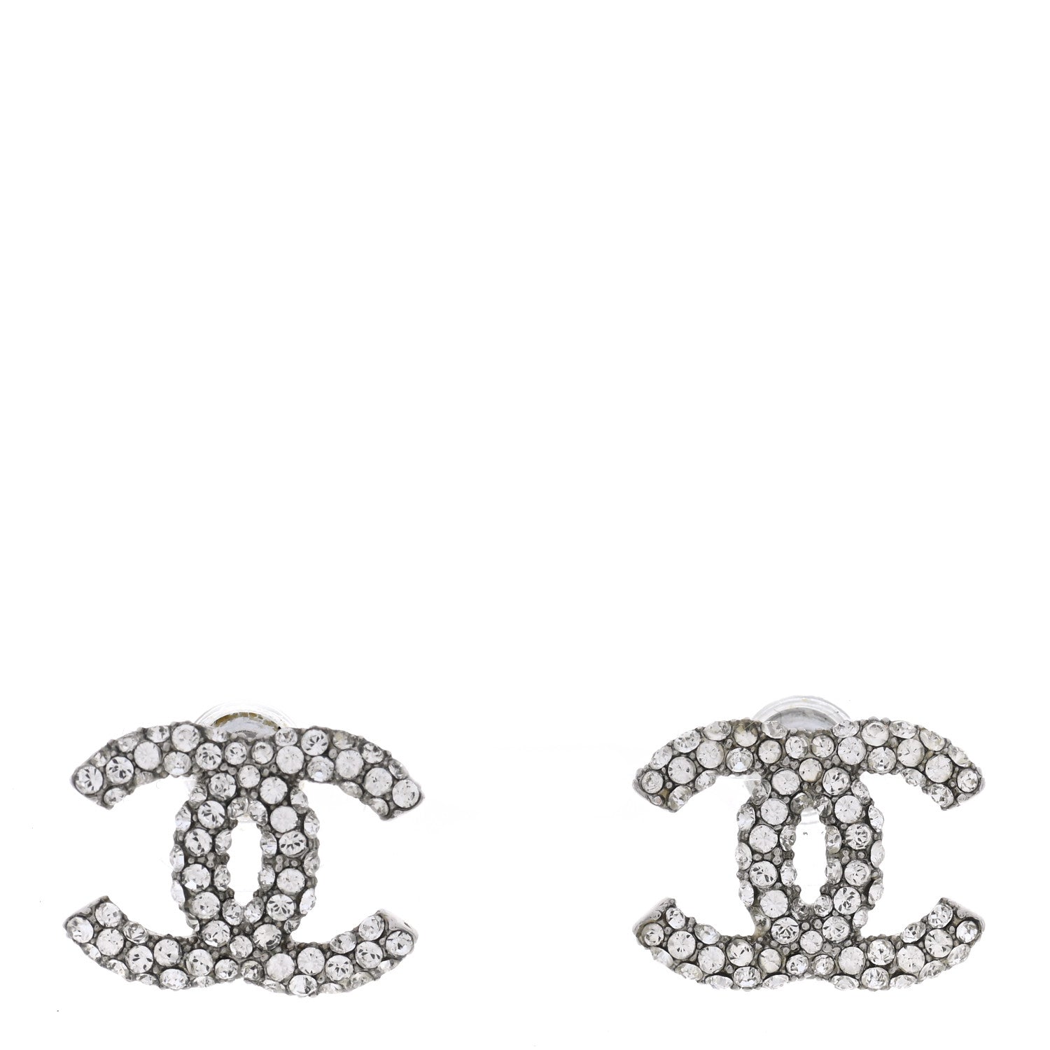 Chanel Crystal Mini CC Earrings Silver 1 of 5