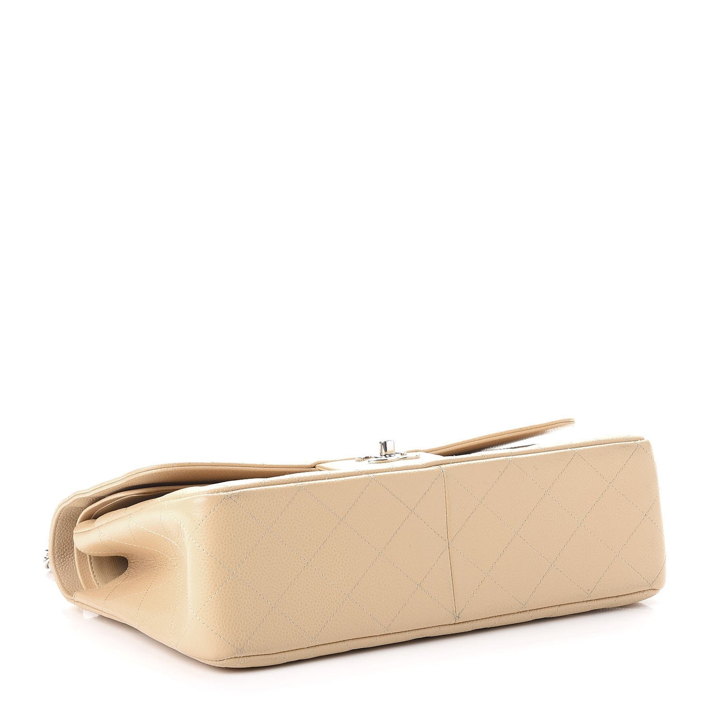 Caviar Quilted Jumbo Double Flap Beige Clair