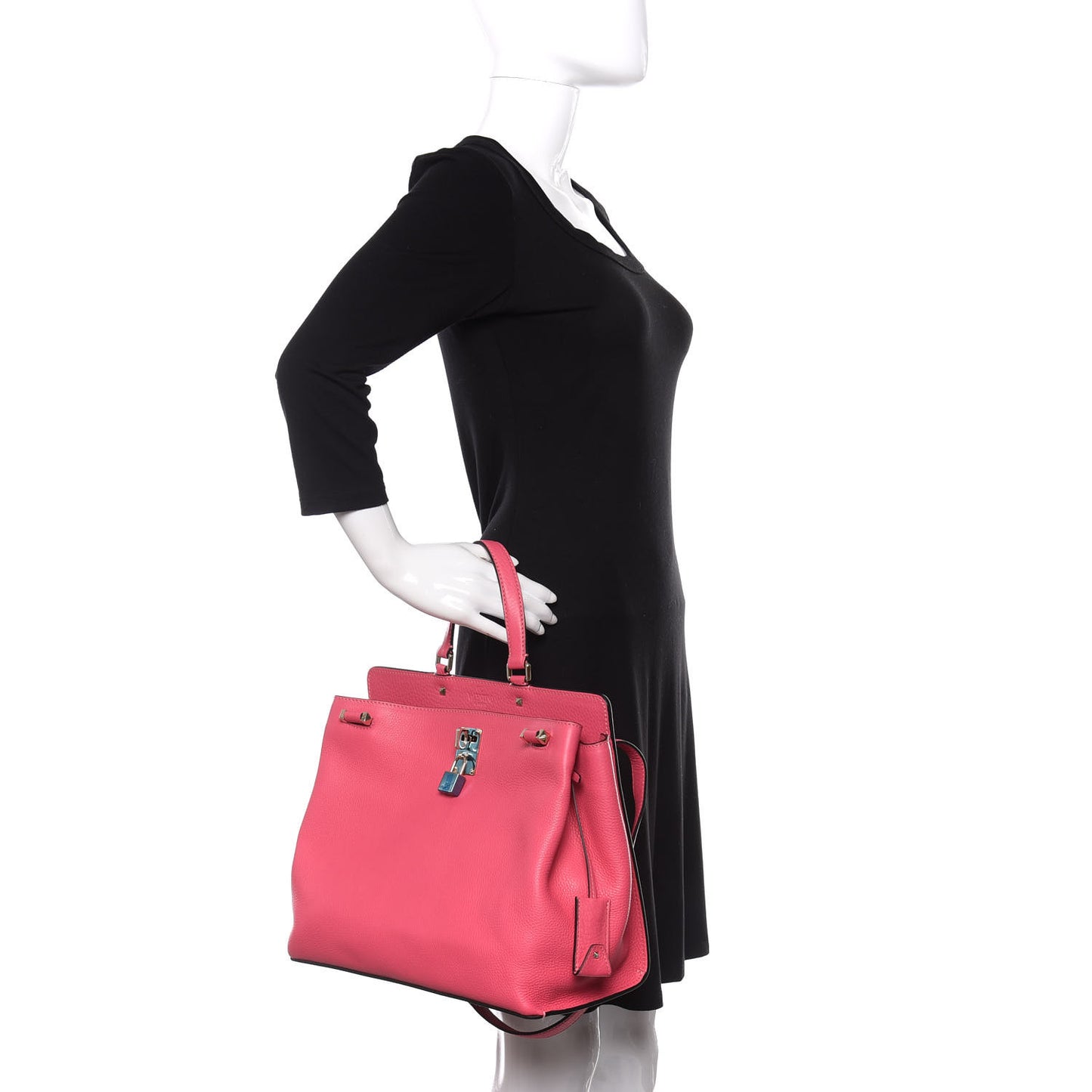 Pebbled Calfskin Large JoyLock Satchel Shadow Pink