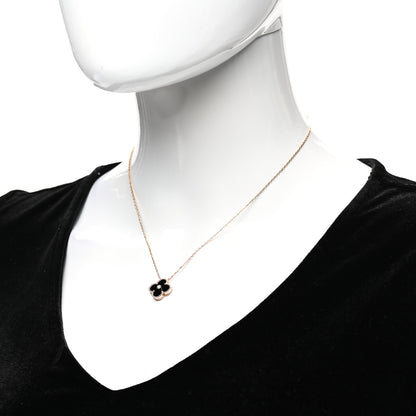 Van Cleef & Arpels 18K Rose Gold Diamond Black Onyx Vintage Alhambra Pendant Necklace 2 of 6