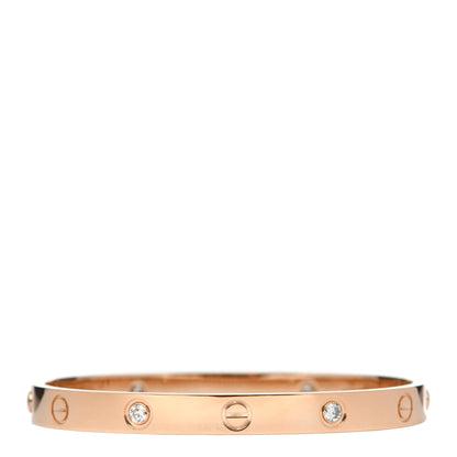 Cartier 18K Pink Gold 4 Diamond LOVE Bracelet 17 1 of 7