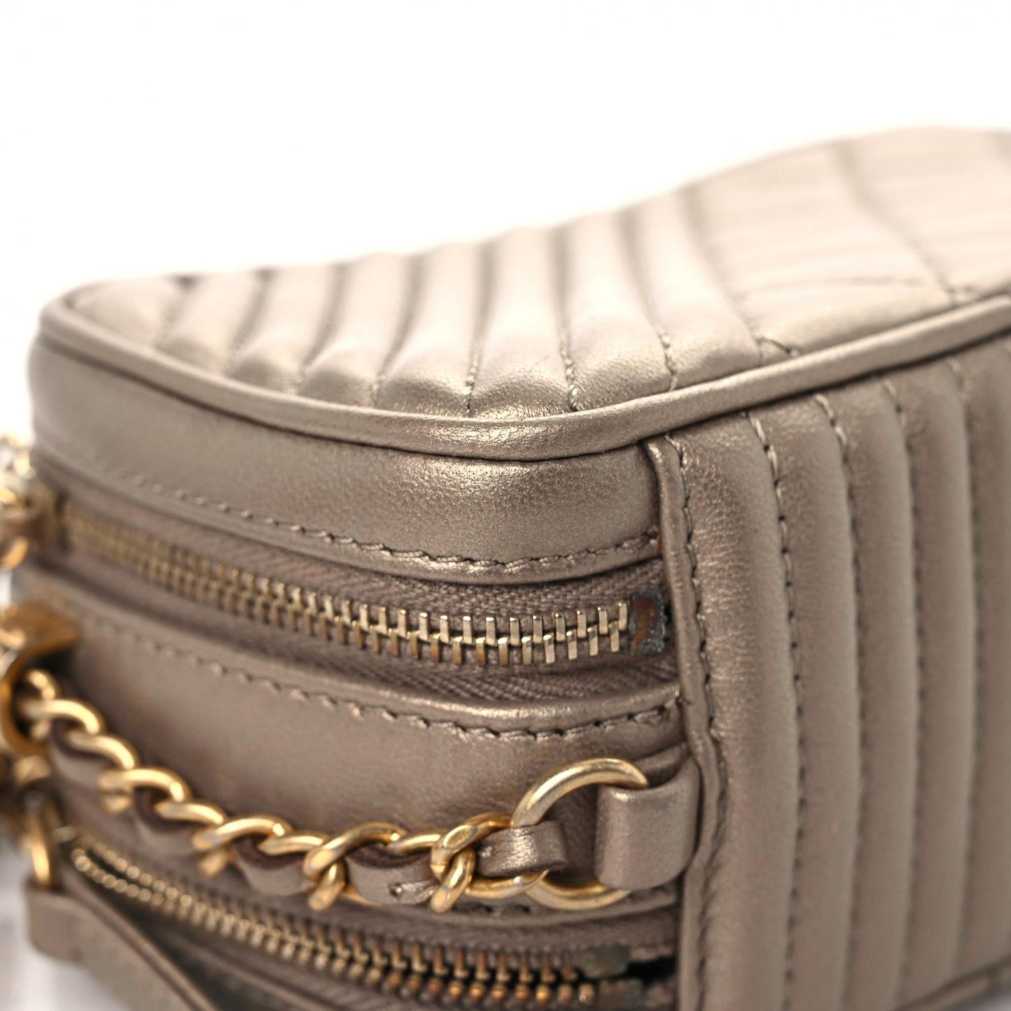 Metallic Lambskin Mini Coco Boy Camera Case Dark Gold