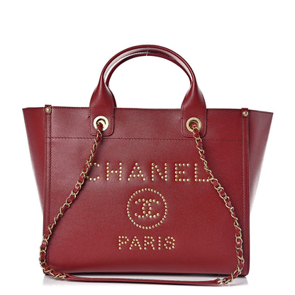 Chanel Caviar Small Studded Deauville Tote Red 1 of 9