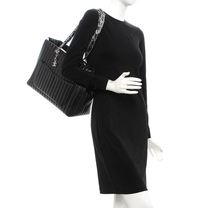 Chanel Lambskin Vertical Quilted Large Mademoiselle Tote Black 2 of 11