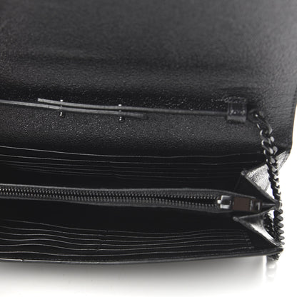 Saint Laurent Grained Metallic Calfskin Monogram Chain Wallet Black 5 of 9