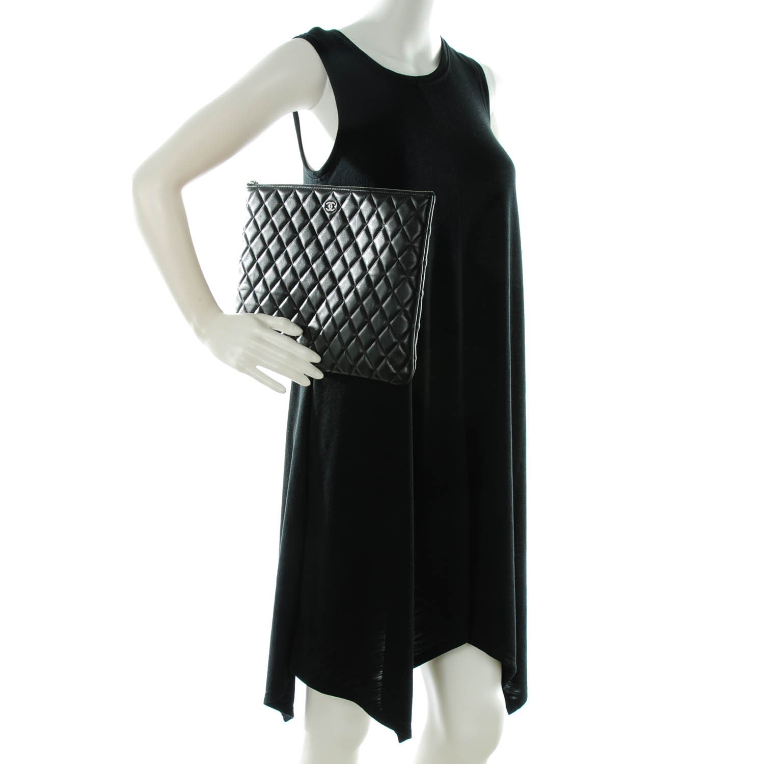 Chanel Lambskin Quilted Large Cosmetic Case Black 2 of 7