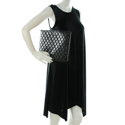 Chanel Lambskin Quilted Large Cosmetic Case Black 2 of 7