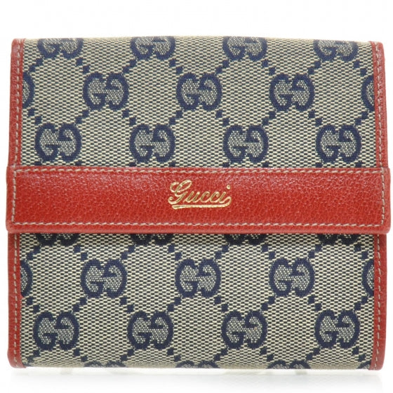 Gucci Monogram French Flap Wallet Navy Blue 1 of 5