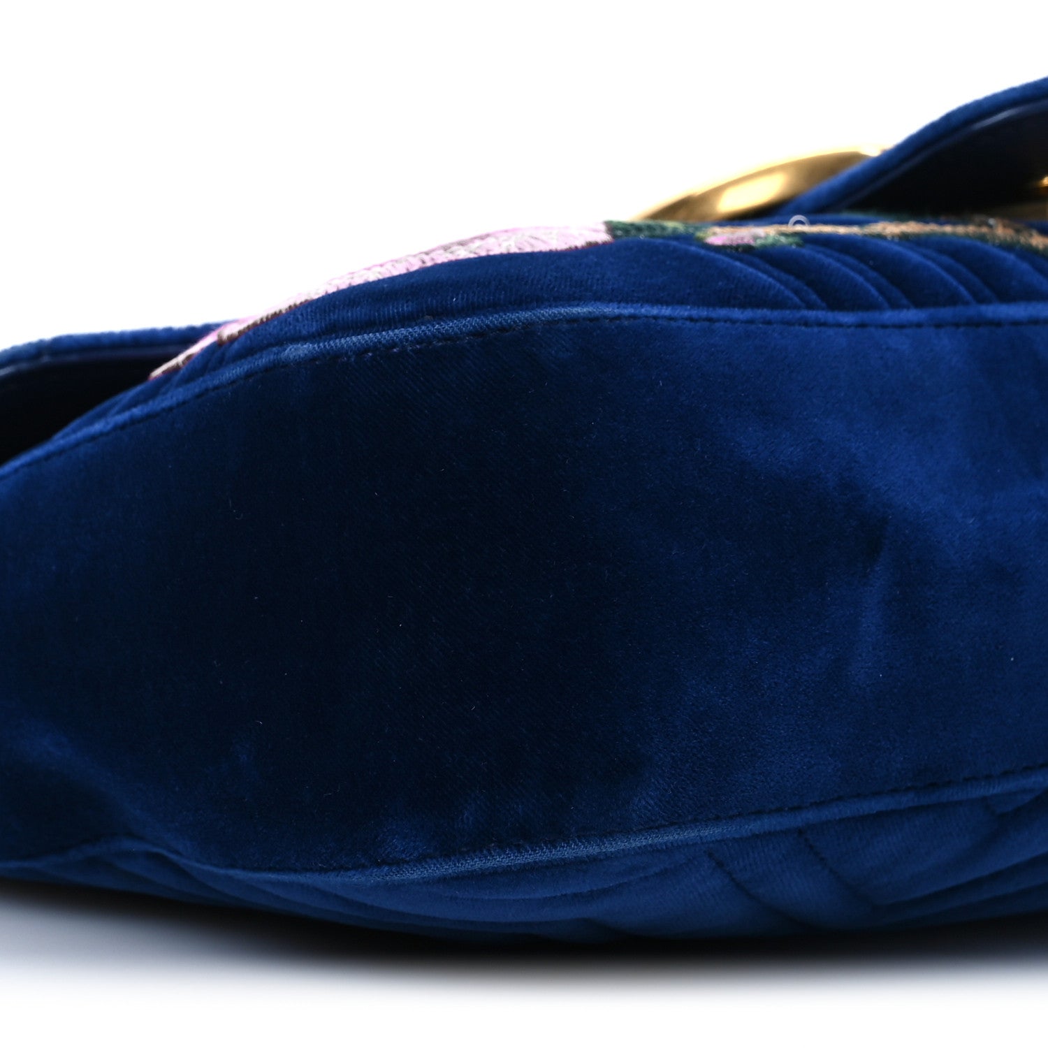 Gucci Velvet Matelasse Modern Embroidered Medium GG Marmont Shoulder Bag Cobalt 9 of 10