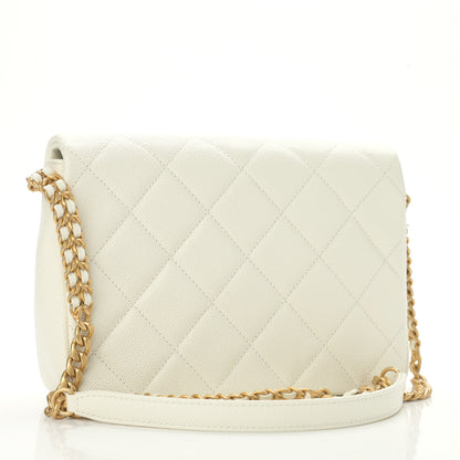 Chanel Shiny Caviar Quilted Small Chain Melody Flap White 3 of 12