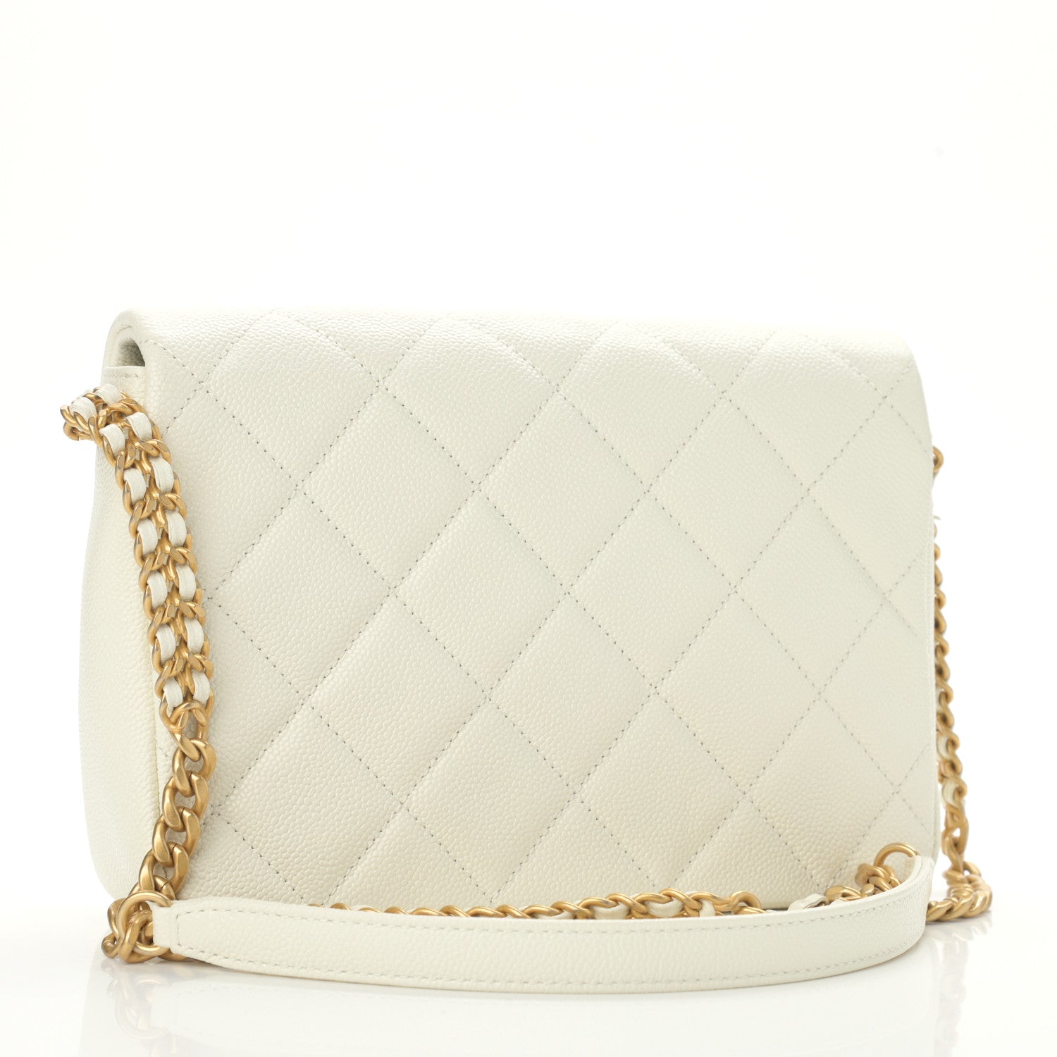 Chanel Shiny Caviar Quilted Small Chain Melody Flap White 3 of 11