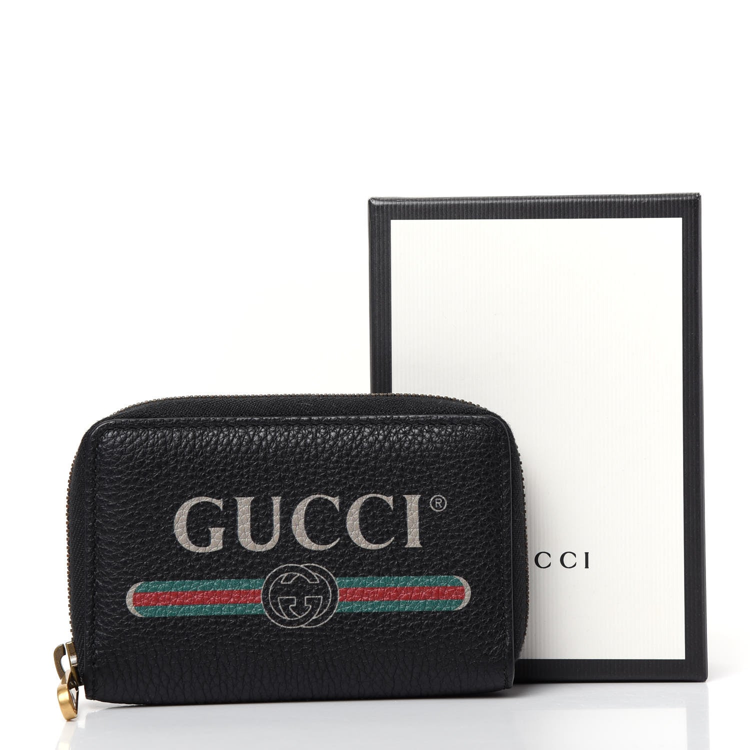 Gucci Calfskin Logo Zip Around Card Case Black 7 of 7