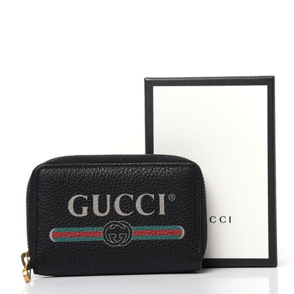 Gucci Calfskin Logo Zip Around Card Case Black 7 of 7