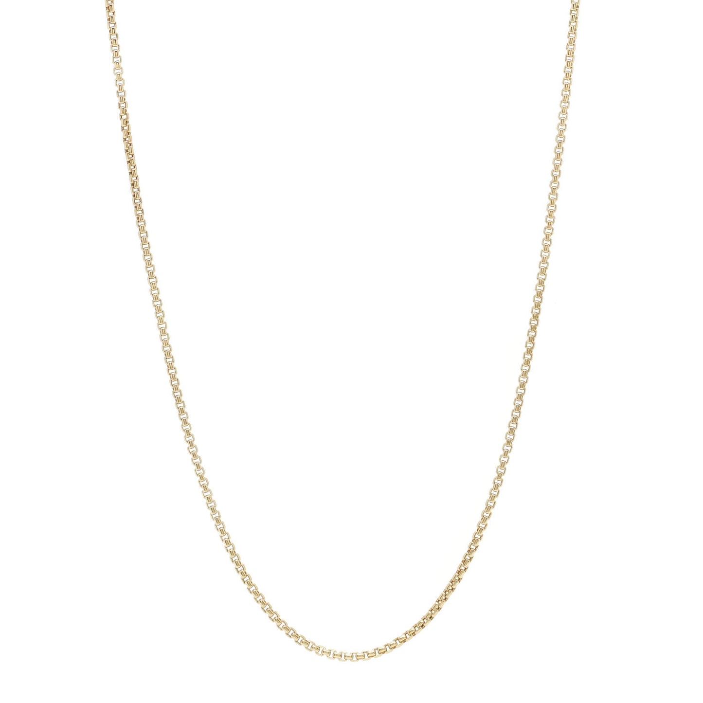 18K Yellow Gold 1.7mm Box Chain Necklace 22"