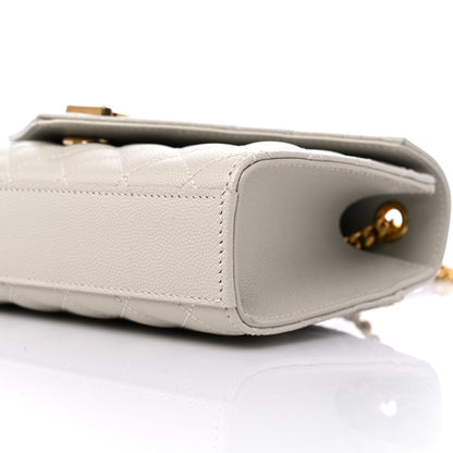 Saint Laurent Grain De Poudre Textured Mixed Matelasse Triquilt Small Monogram Satchel Blanc Vintage 8 of 8