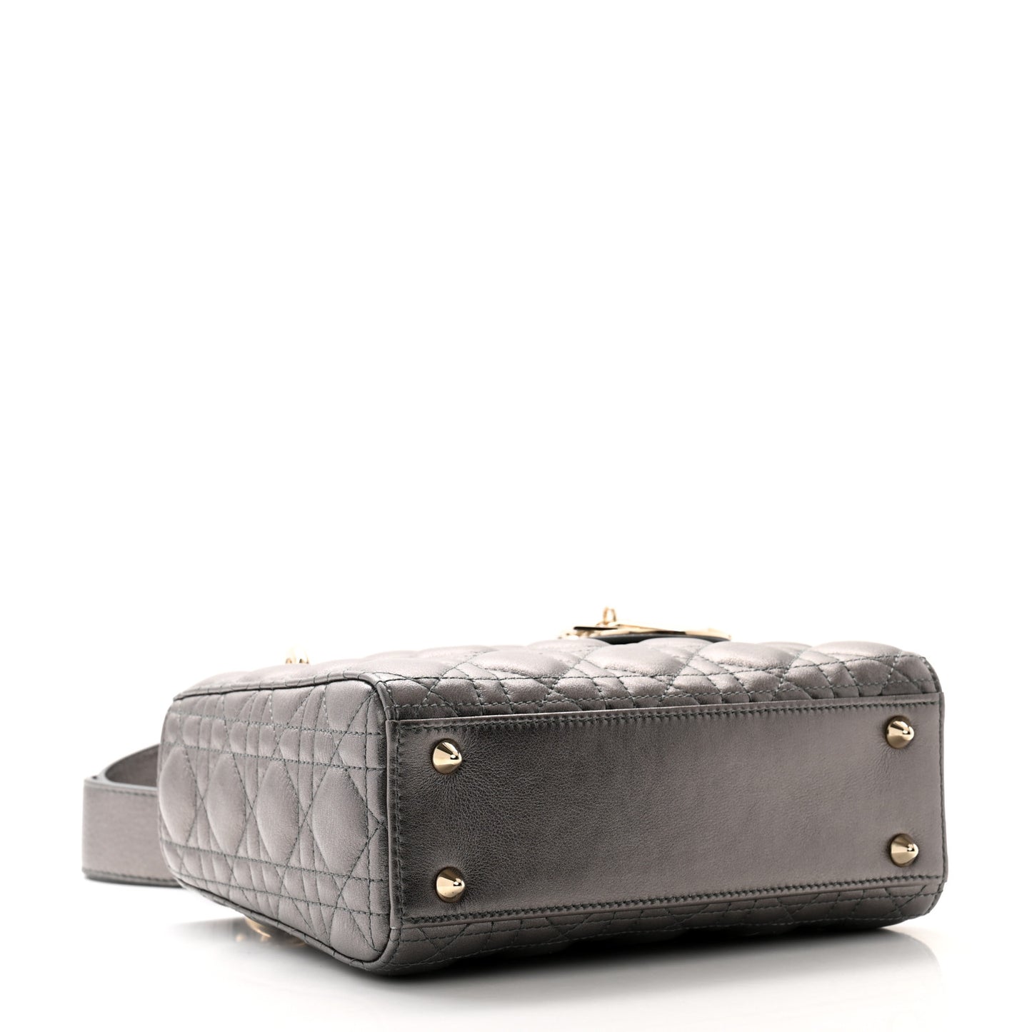 Metallic Grained Calfskin Cannage Small My ABC Lady Dior Gunmetal
