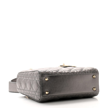 Christian Dior Metallic Grained Calfskin Cannage Small My ABC Lady Dior Gunmetal 4 of 10