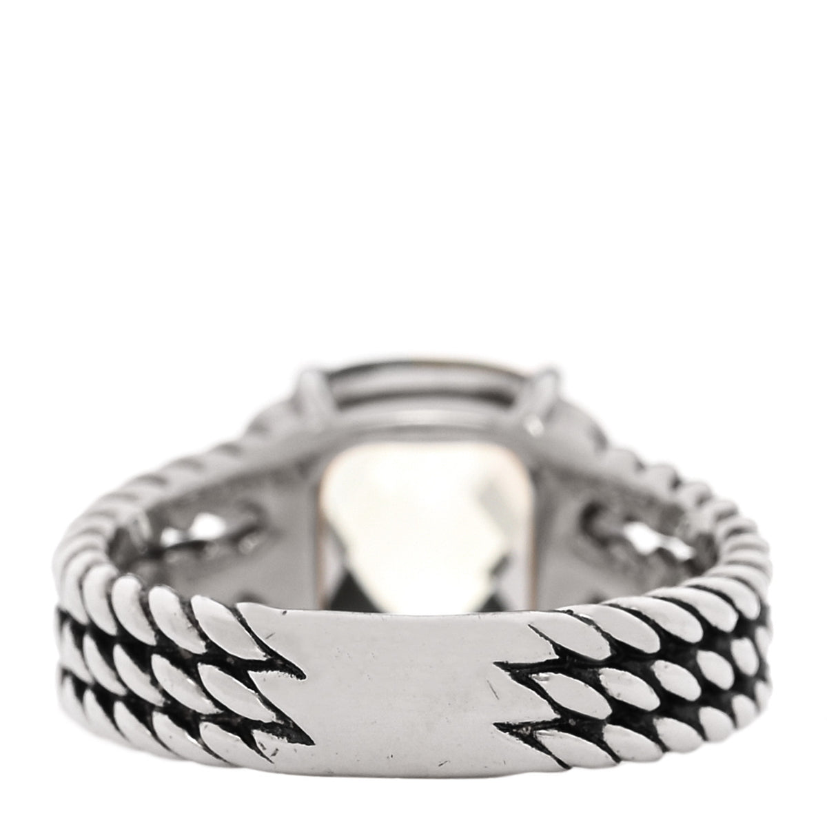 David Yurman Sterling Silver Diamond Prasiolite 10mm Petite Wheaton Ring 50 5.5 3 of 4