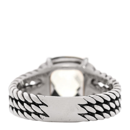 David Yurman Sterling Silver Diamond Prasiolite 10mm Petite Wheaton Ring 50 5.5 3 of 4