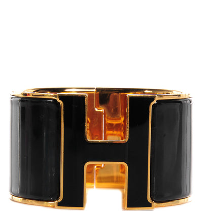 Hermes Enamel Extra Wide Clic Clac H Bracelet PM Black 1 of 5