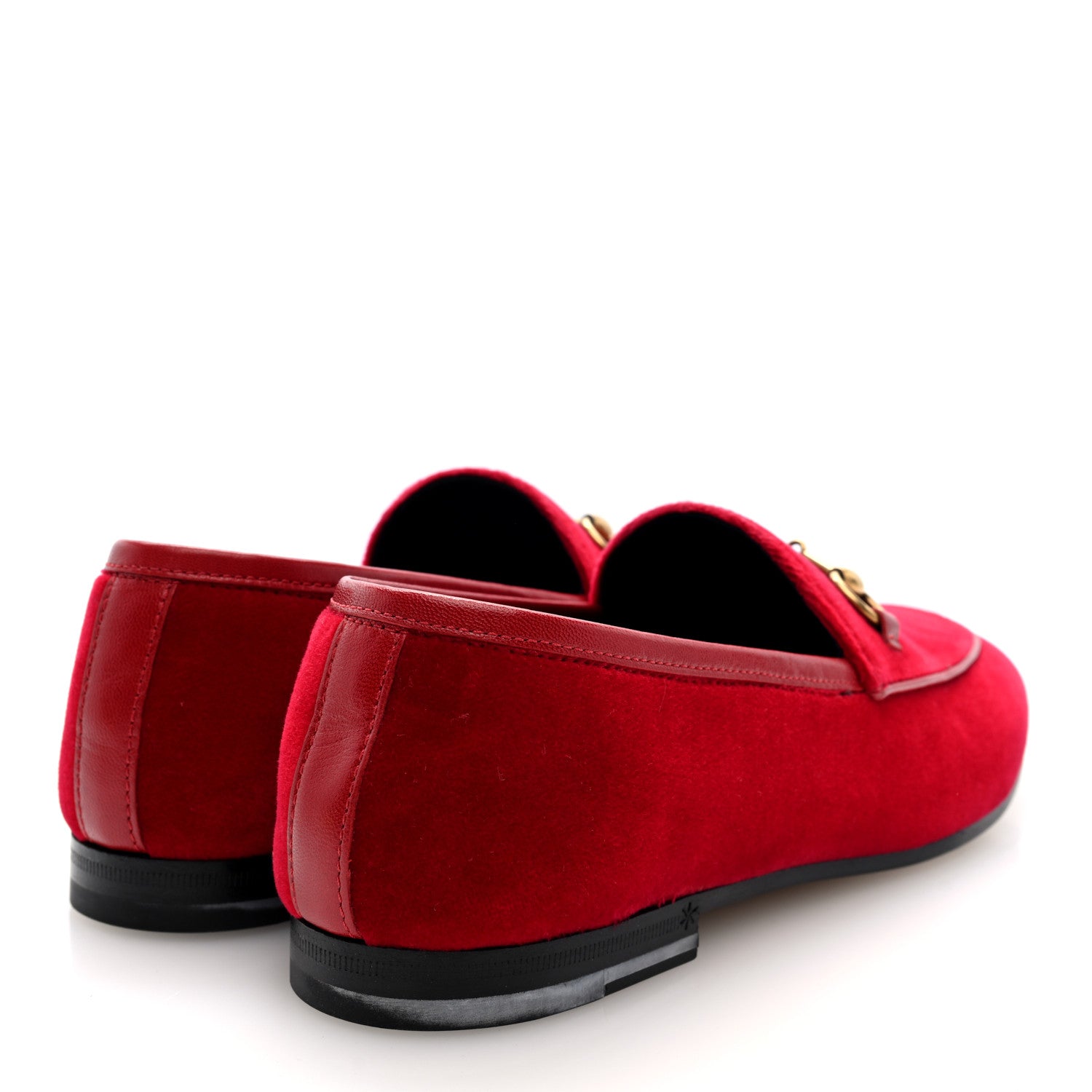 Gucci Velvet Horsebit Womens Jordaan Loafers 37 Hibiscus Red 4 of 9