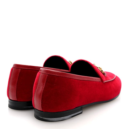 Gucci Velvet Horsebit Womens Jordaan Loafers 37 Hibiscus Red 4 of 9
