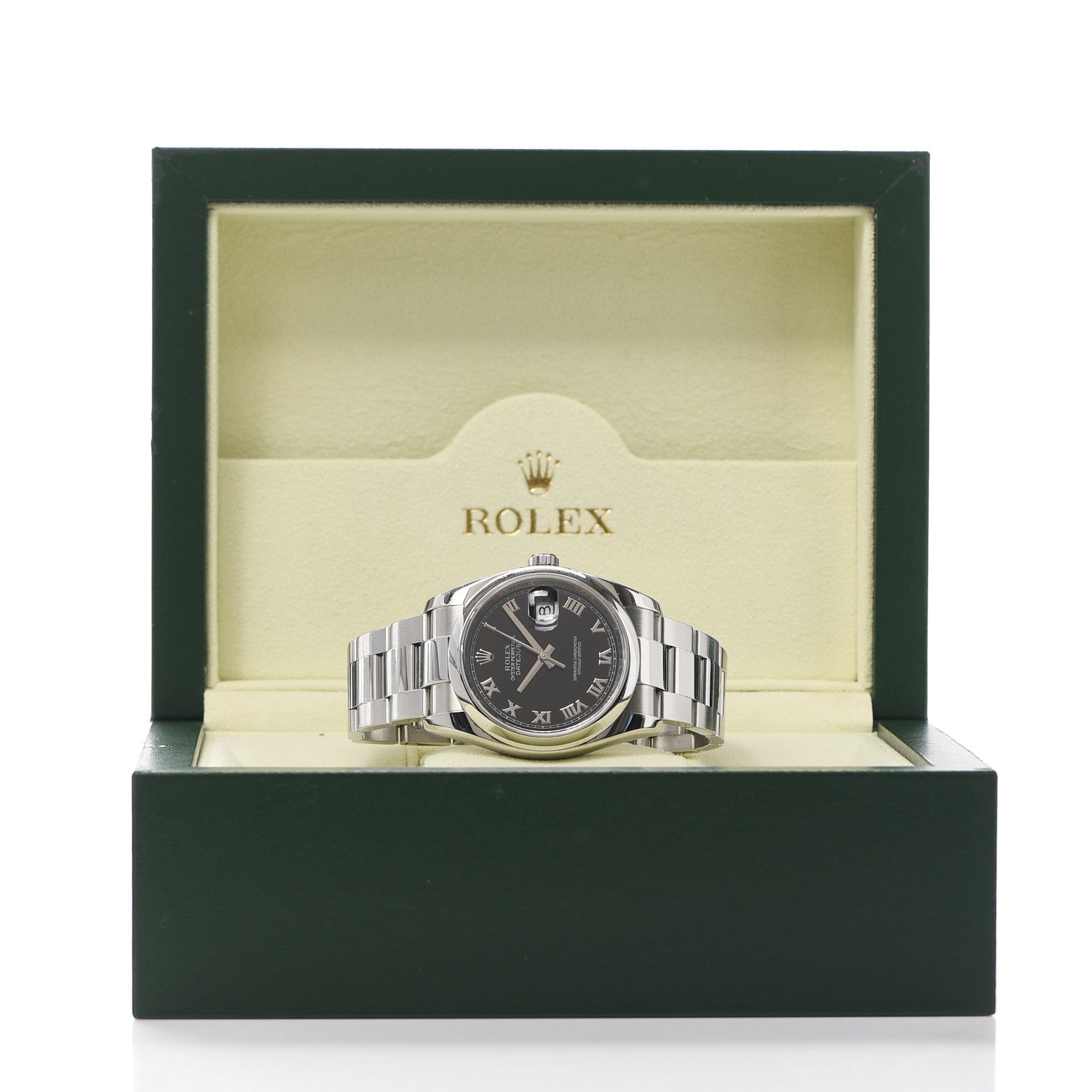 Rolex Stainless Steel 36mm Oyster Perpetual Datejust Watch Black Roman 116200 5 of 5