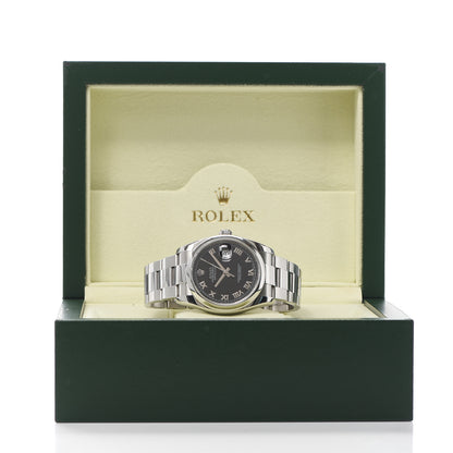 Rolex Stainless Steel 36mm Oyster Perpetual Datejust Watch Black Roman 116200 5 of 5