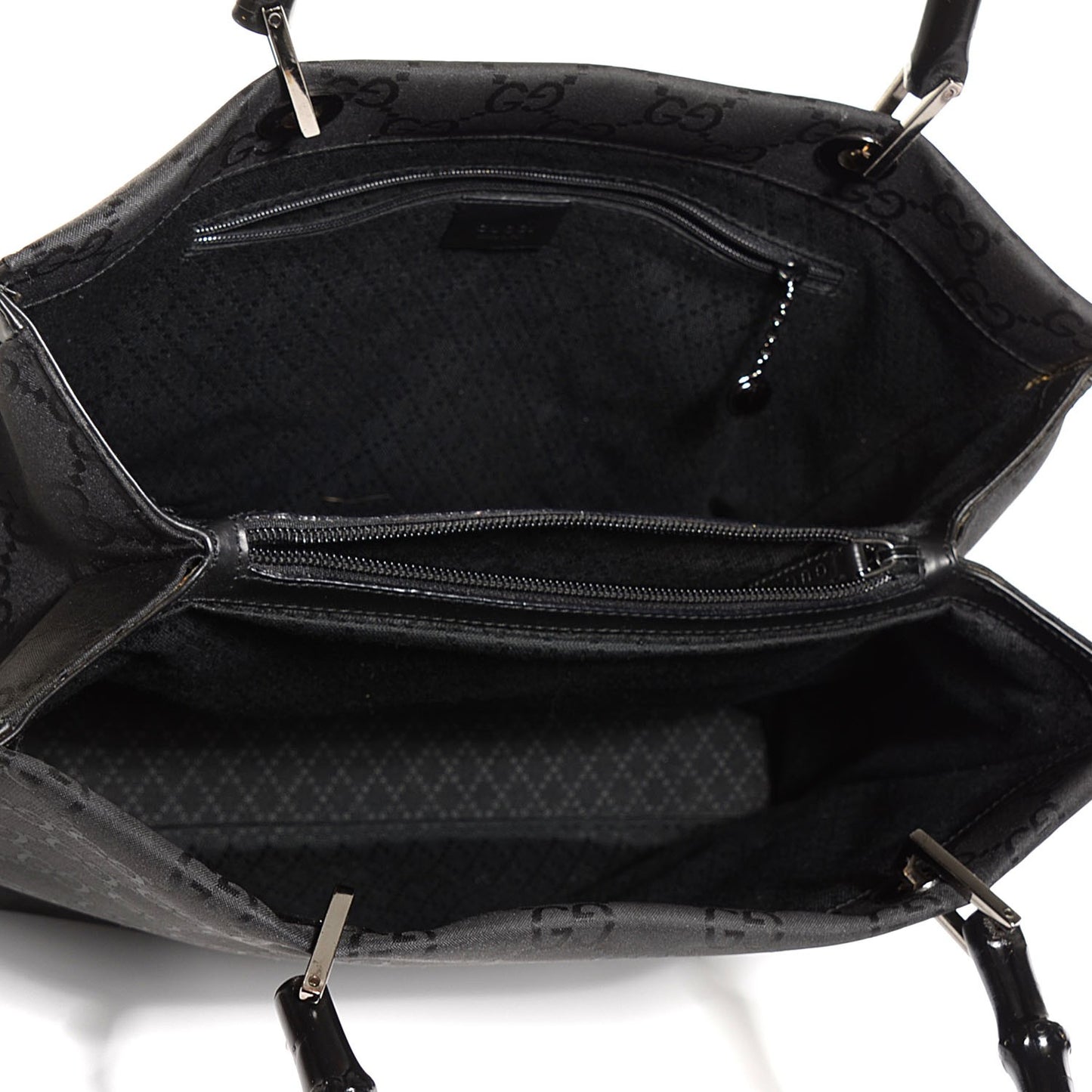 Nylon Monogram Large Bamboo Shopper Tote Black