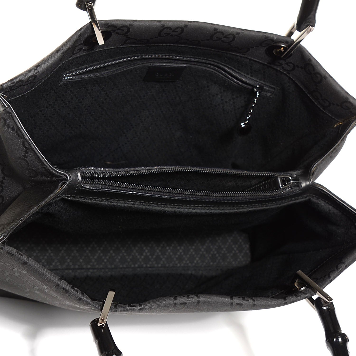 Gucci Nylon Monogram Large Bamboo Shopper Tote Black 5 of 8