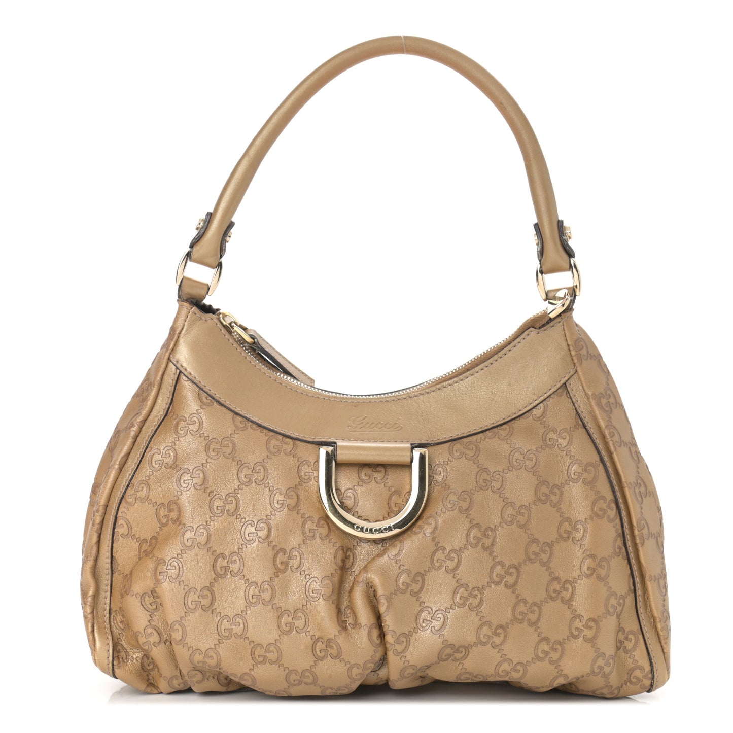 Metallic Guccissima Medium D Gold Hobo Gold