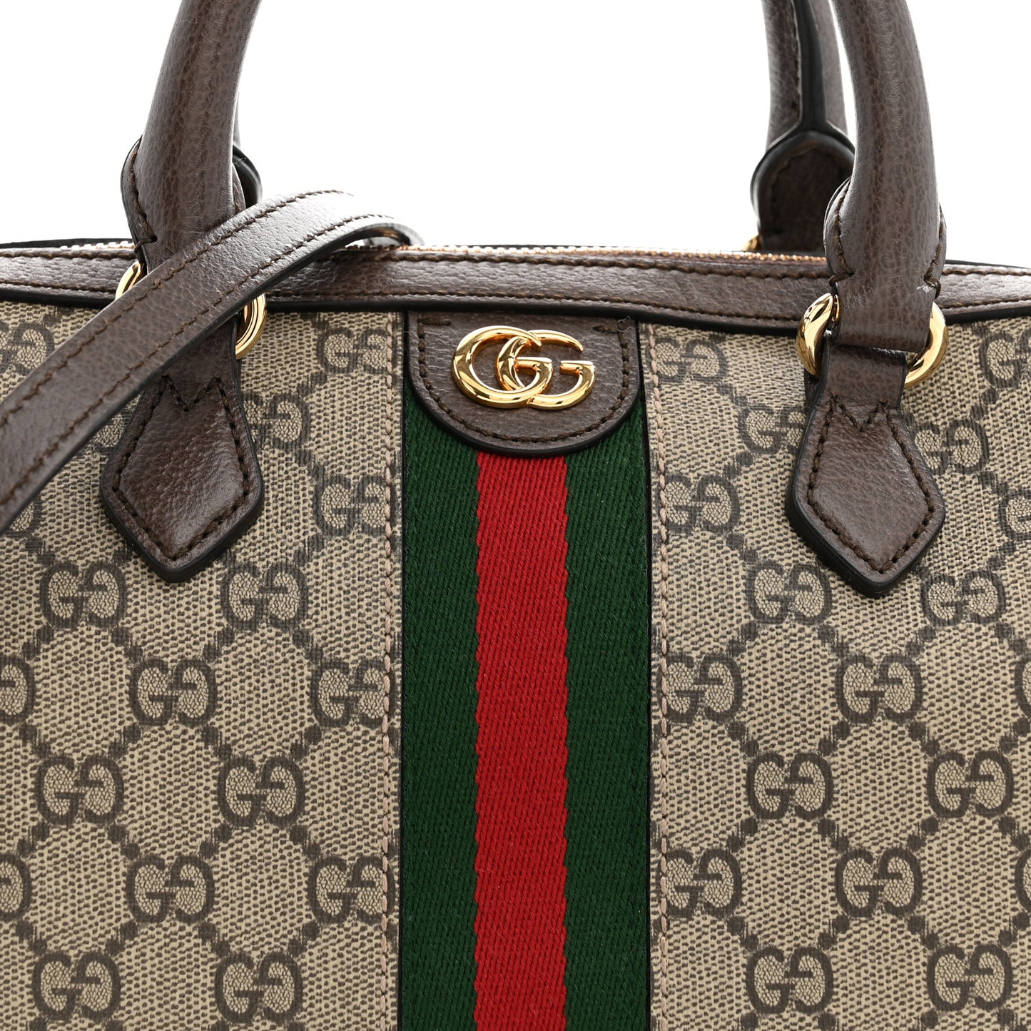 GG Supreme Monogram Web Small Ophidia Top Handle Bag Beige Ebony