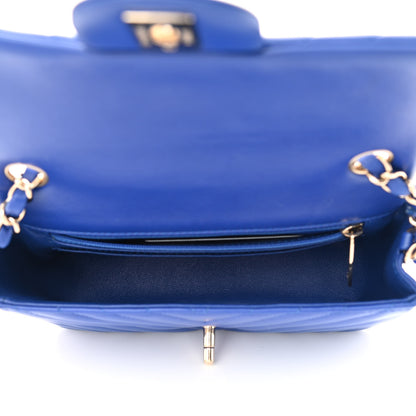 Chanel Lambskin Chevron Quilted Mini Rectangular Flap Blue 4 of 9