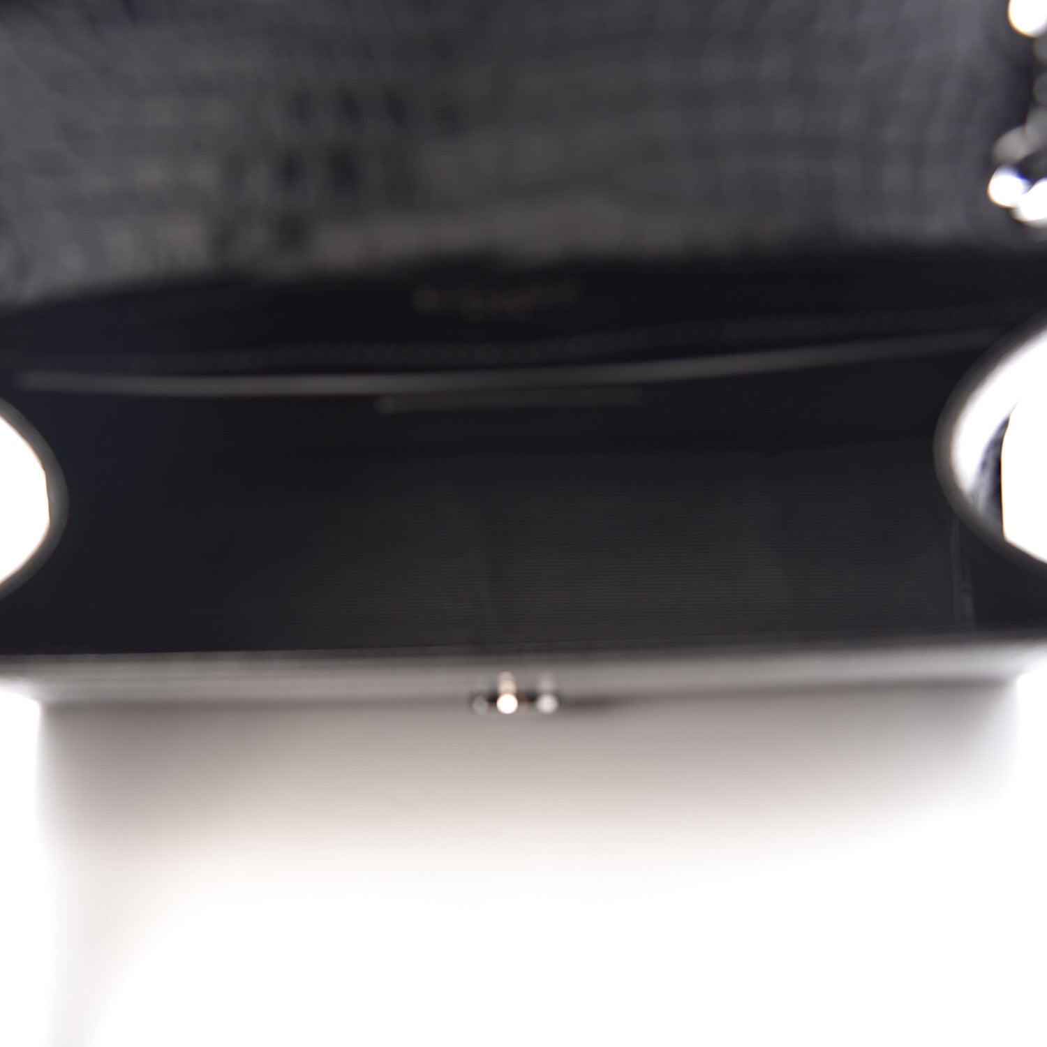 Saint Laurent Calfskin Crocodile Embossed Medium Monogram Envelope Chain Shoulder Bag Black 5 of 10