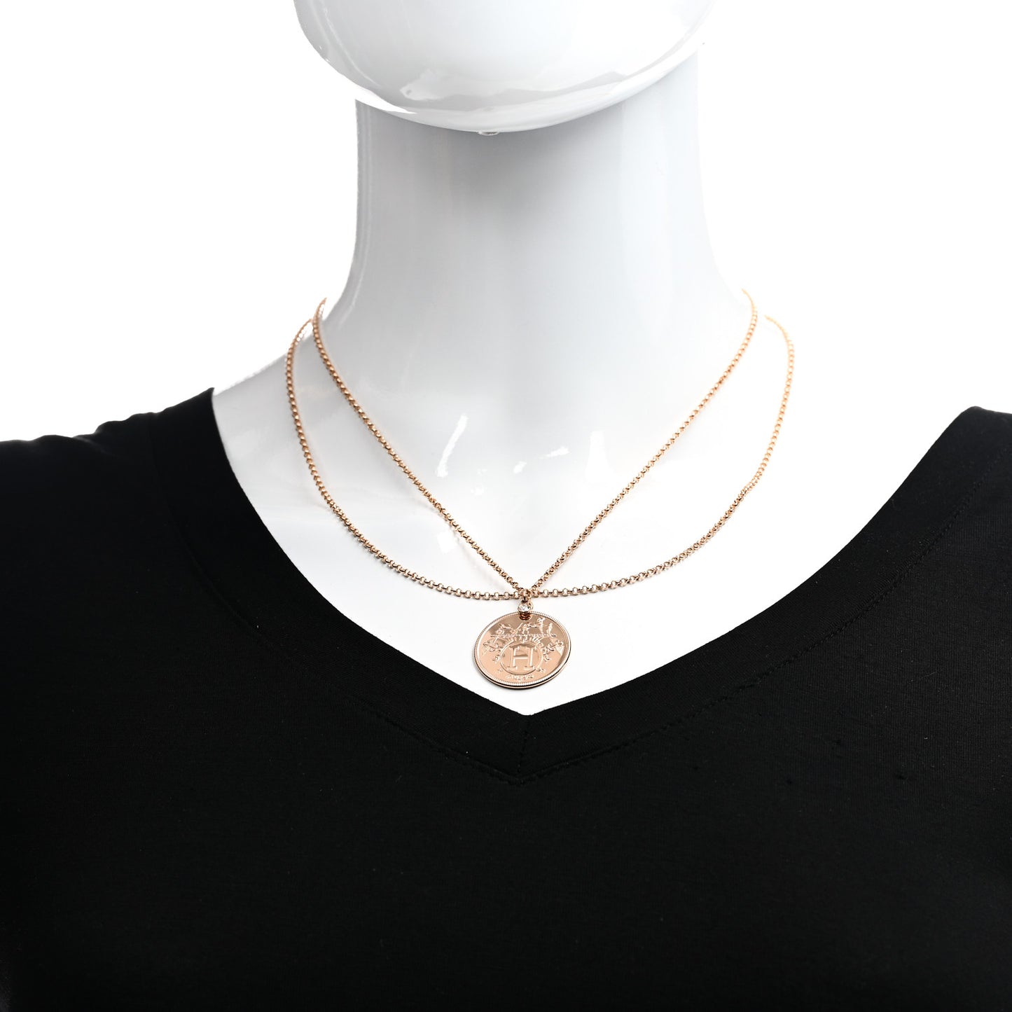 18K Rose Gold Diamond MM Ex-Libris Pendant Necklace