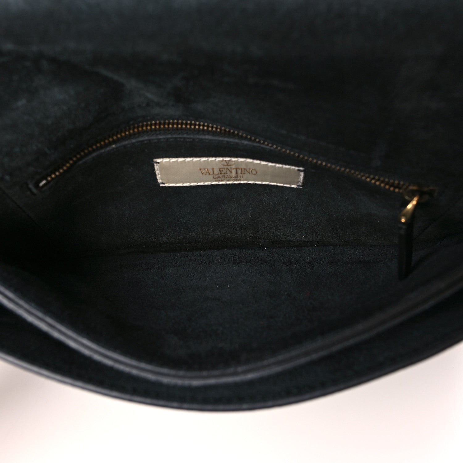 Valentino Garavani Pebbled Calfskin Beaded Strap Rockstud Medium Clutch Wristlet Black 5 of 8