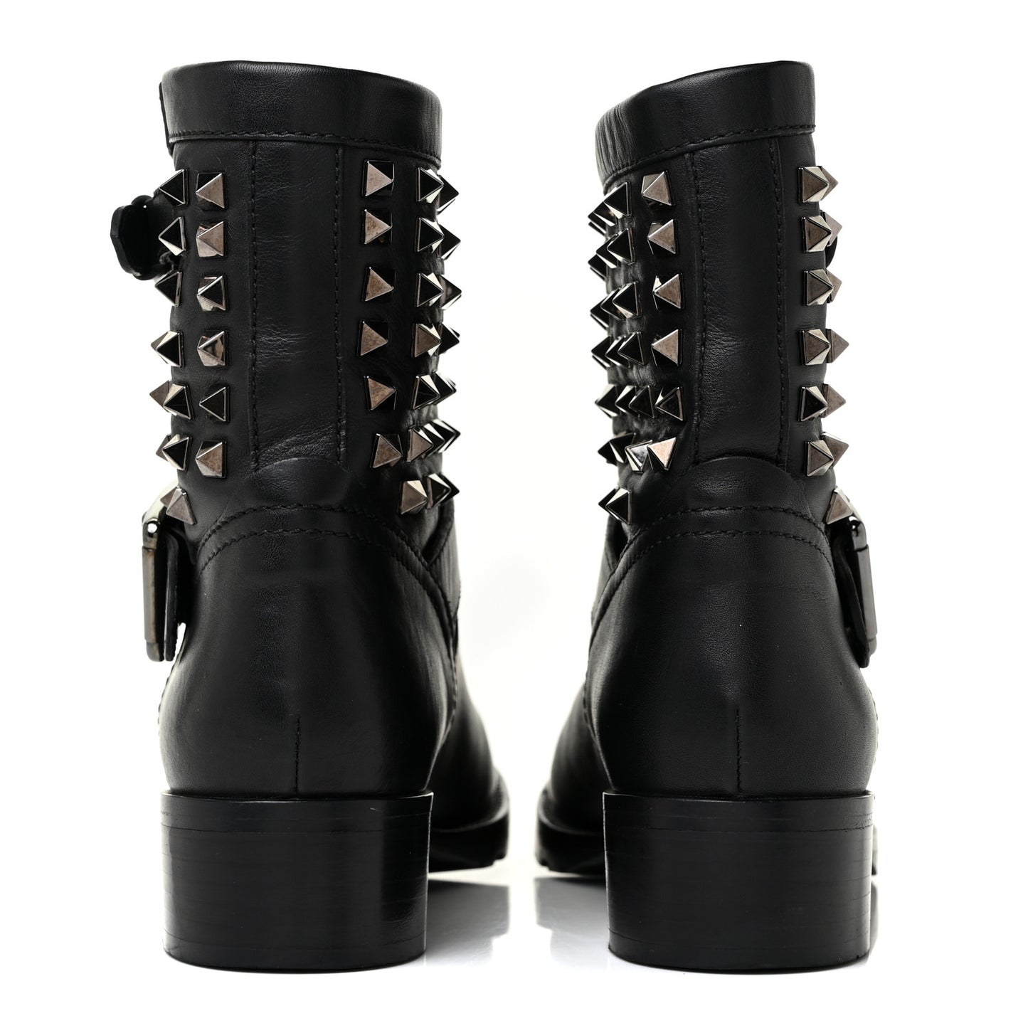 Calfskin Rockstud 30mm Biker Boots 37 Black