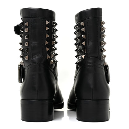 Valentino Garavani Calfskin Rockstud 30mm Biker Boots 37 Black 4 of 16