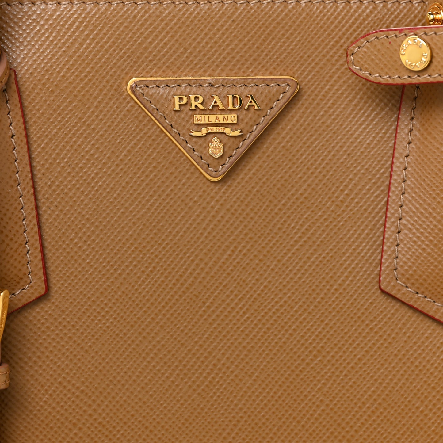 Saffiano Cuir Medium Double Bag Caramel Fuoco