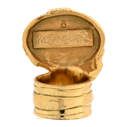 Saint Laurent Glass Cabochon Arty Ovale Ring 54 6.75 Gold Pink 3 of 4