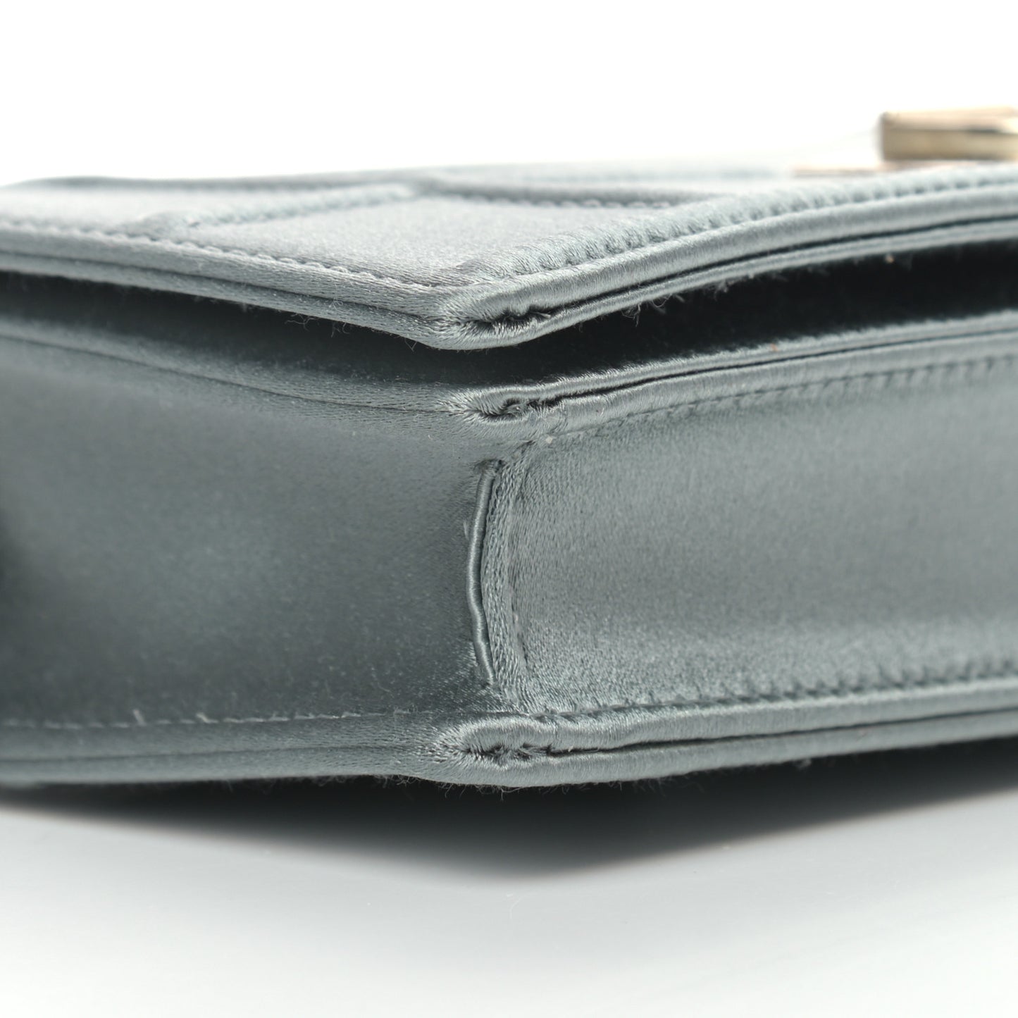 Satin Diorama Wallet on Chain Pouch Blue Gray